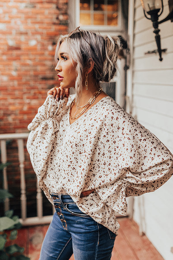 Sweeter With Time Leopard Shift Top in Ivory