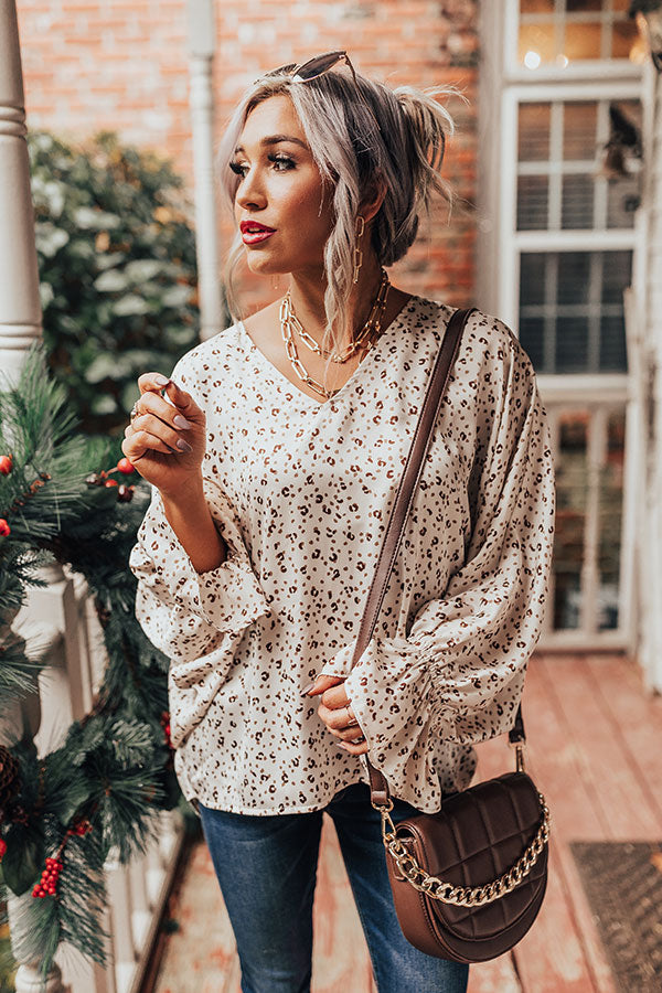 Sweeter With Time Leopard Shift Top in Ivory Image - 5