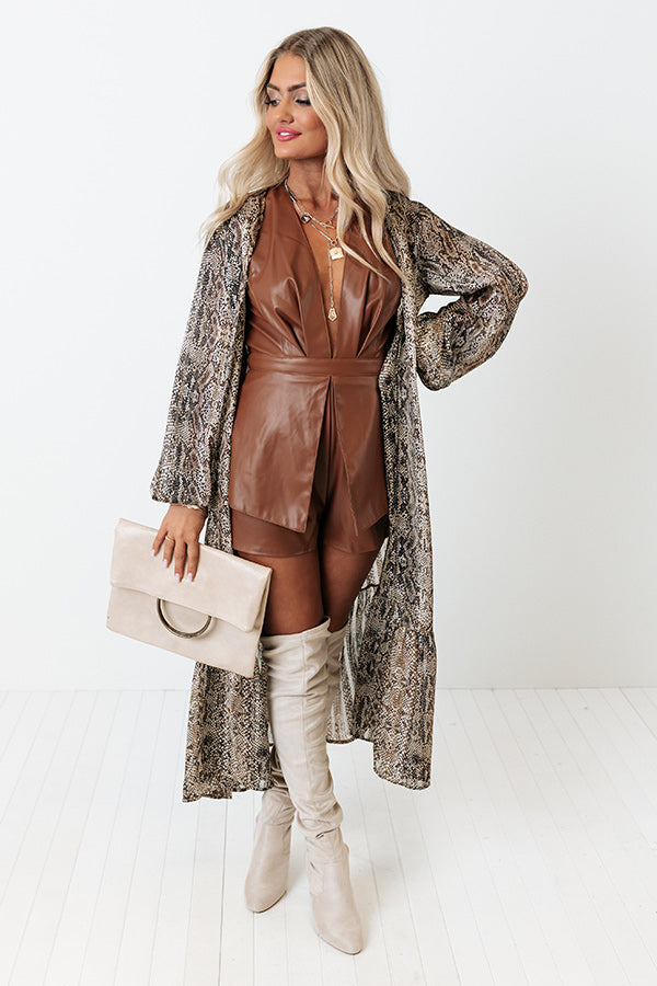 Looking At London Snake Print Duster Overly in Brown