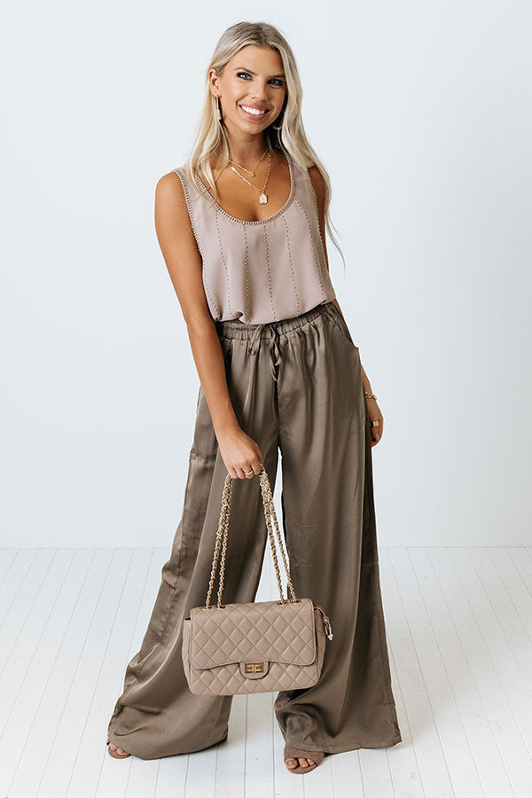 Future In Focus Satin Pants In Martini Olive Image - 1