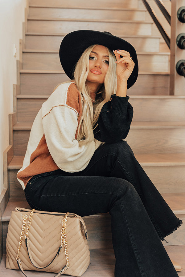 Turn On The Cozy Color Block Sweater Image - 1