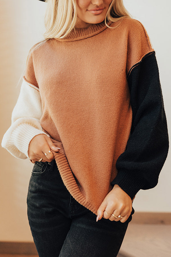Turn On The Cozy Color Block Sweater Image - 1