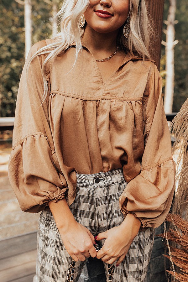 Luckiest Of All Shift Top In Camel Image - 4