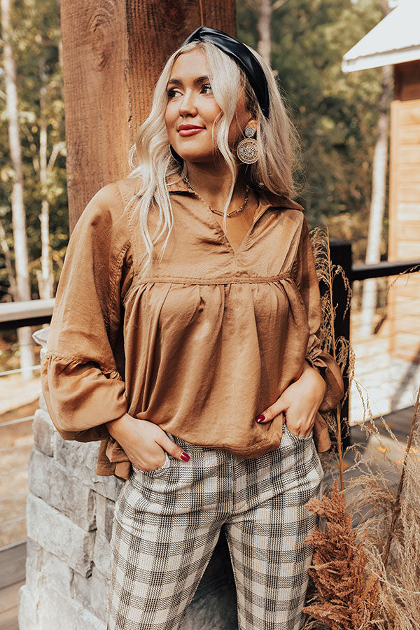 Luckiest Of All Shift Top In Camel Image - 5