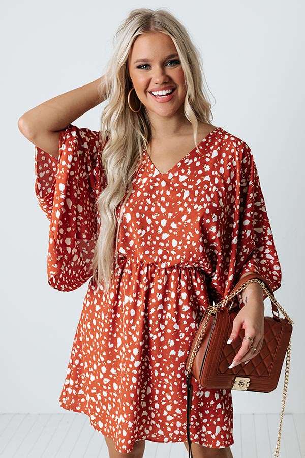 Spotlight Romance Leopard Dress in Rust Image - 1