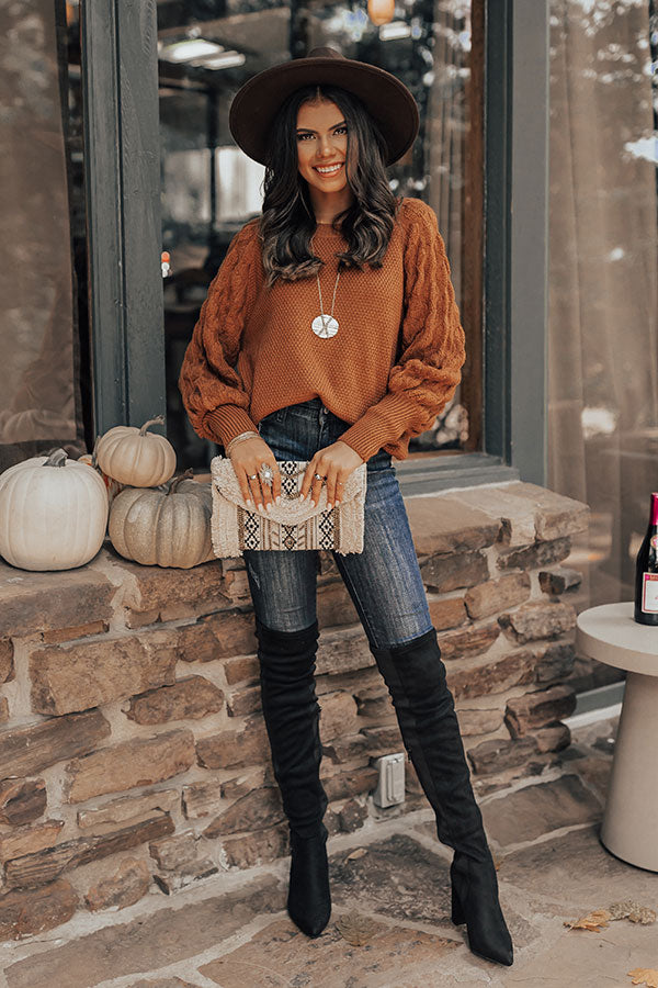 Rooftop Bash Knit Sweater In Dark Camel Image - 1