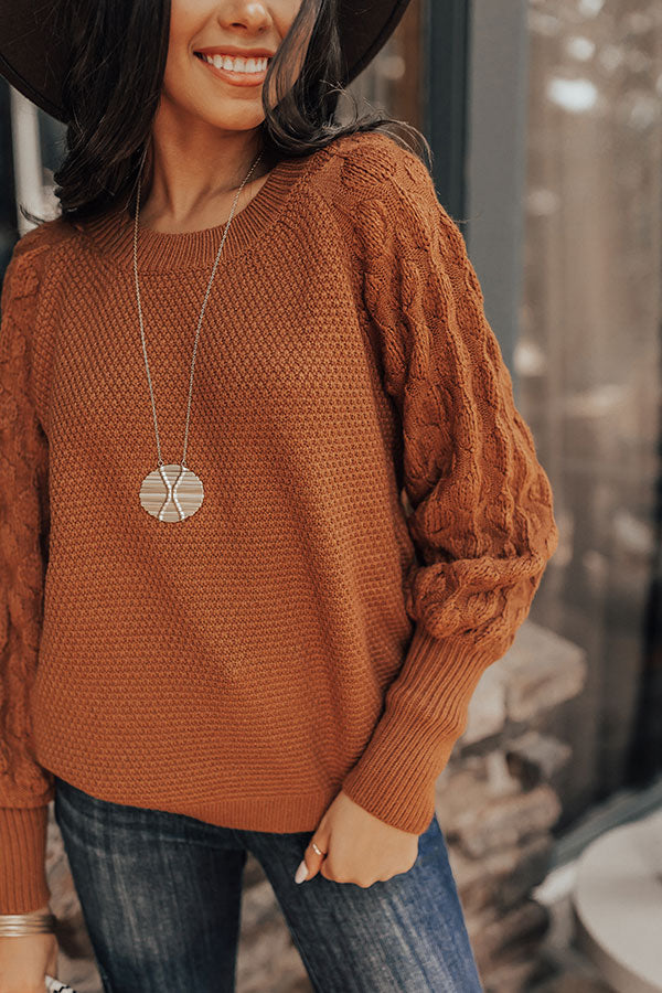 Rooftop Bash Knit Sweater In Dark Camel Image - 3