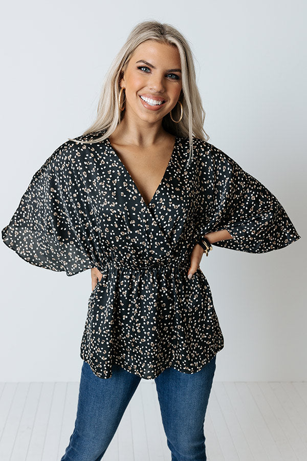 Such A Flirt Polka Dot Mesh Cowl Neck Top