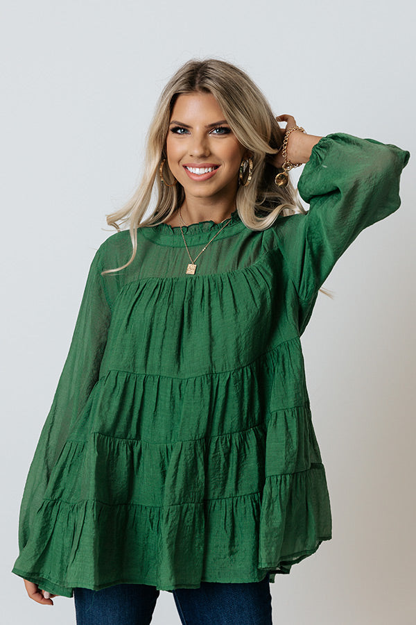 Lovely Rose Shift Top In Green Image - 1