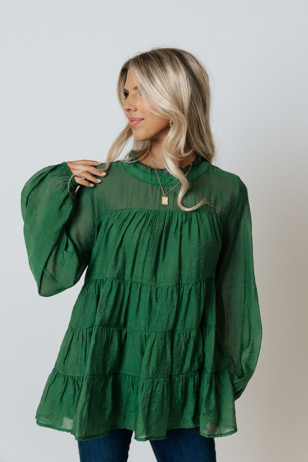 Lovely Rose Shift Top In Green Image - 5