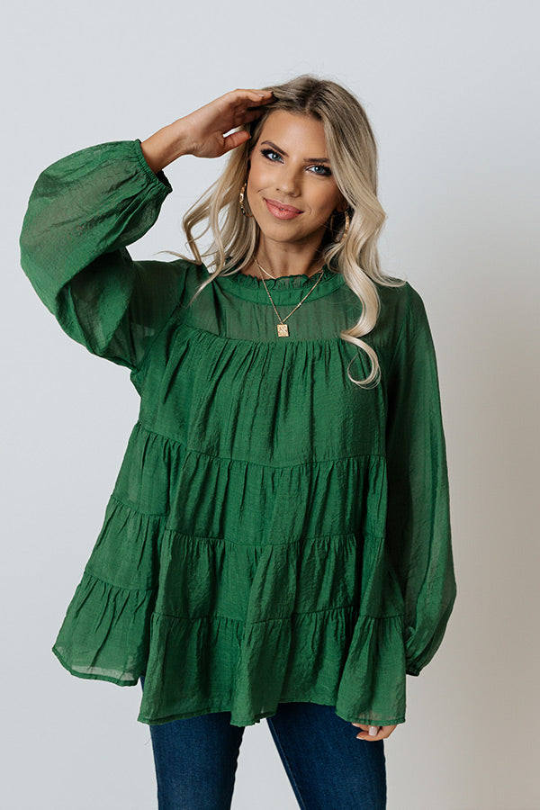 Lovely Rose Shift Top In Green Image - 3