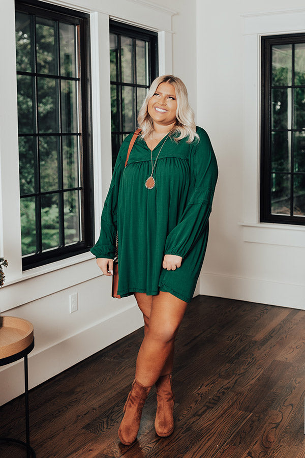 Style Code Babydoll Dress in Hunter Green Curves