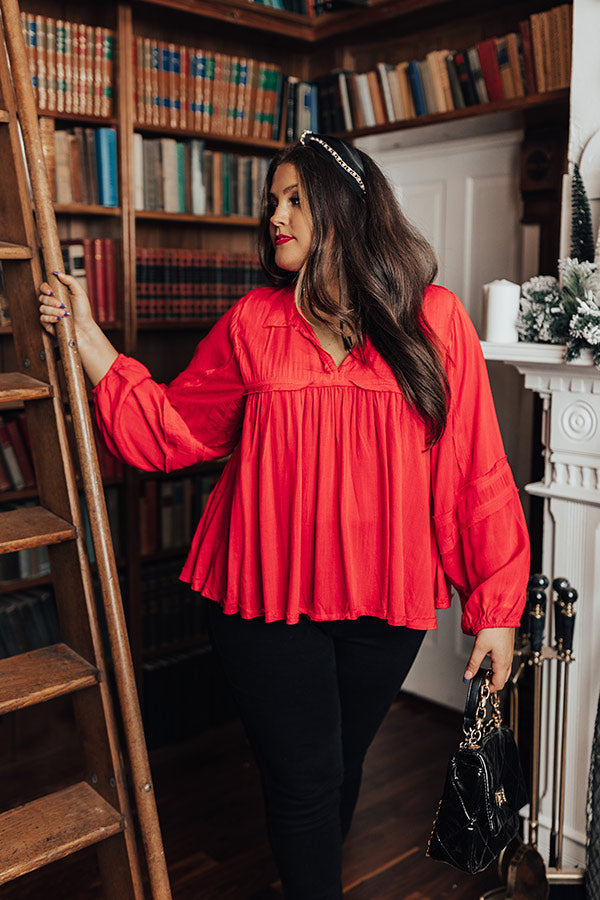 The Bayle Babydoll Shift Top in Red Curves
