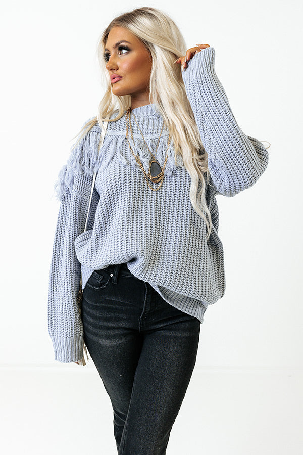 Idlewild Fringe Sweater In Airy Blue Image - 3