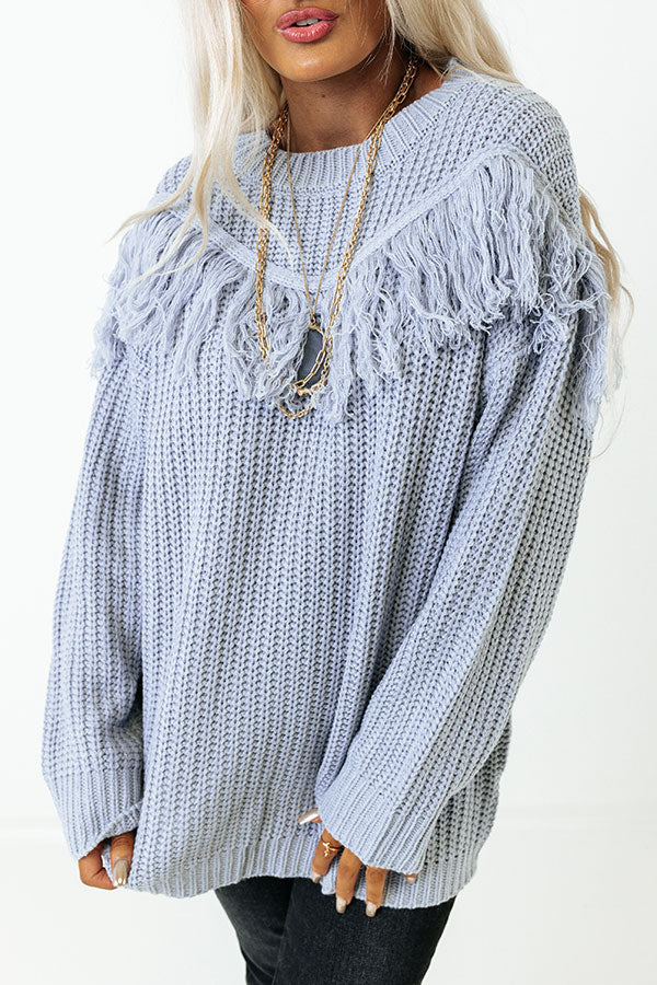 Idlewild Fringe Sweater In Airy Blue Image - 4
