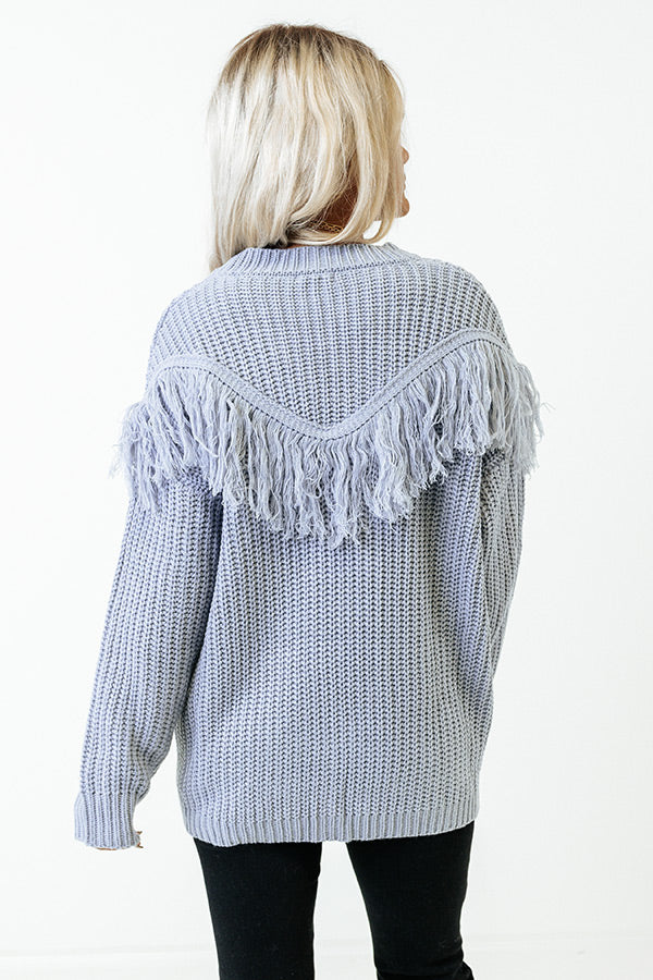 Idlewild Fringe Sweater In Airy Blue Image - 5