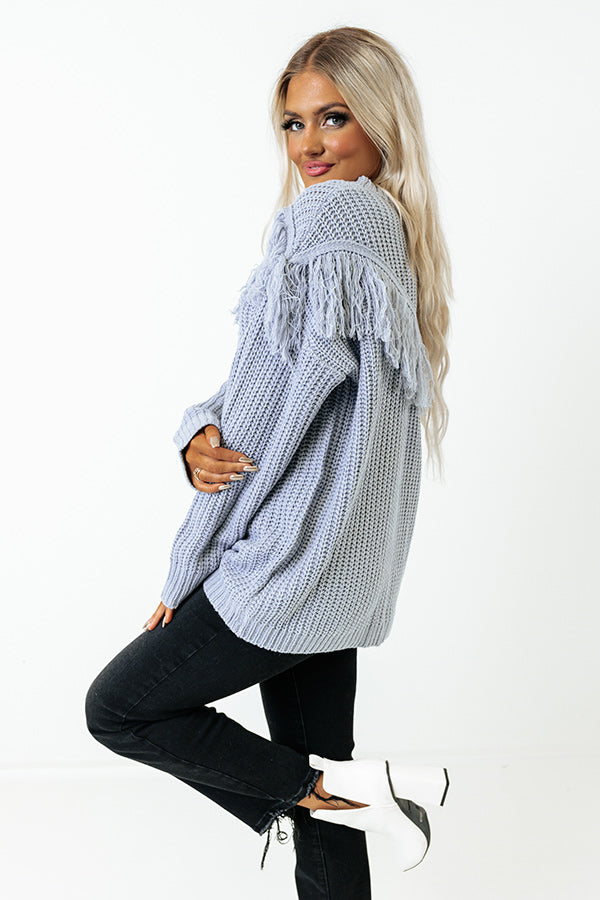 Idlewild Fringe Sweater In Airy Blue Image - 2