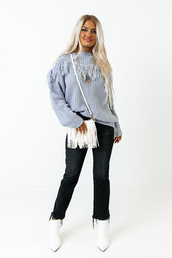 Idlewild Fringe Sweater In Airy Blue Image - 1