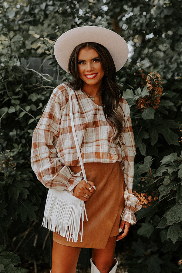 The Winette Plaid Top in Camel