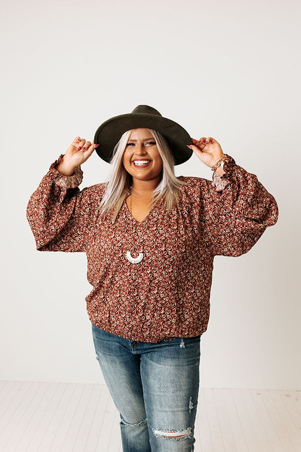 The Winette Floral Top in Rust Curves