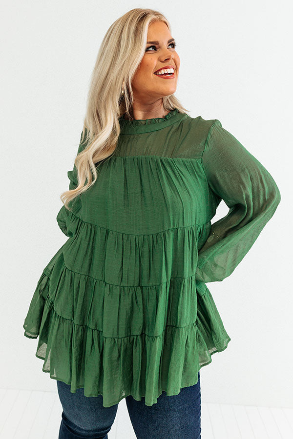 Lovely Rose Shift Top In Green Curves Image - 4