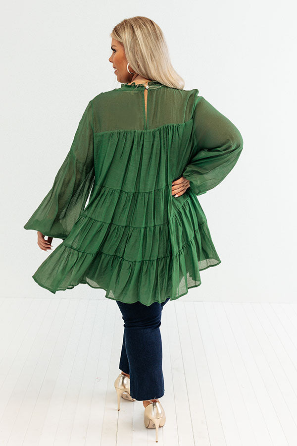 Lovely Rose Shift Top In Green Curves Image - 3
