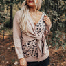 The Chill Down Leopard Wrap Sweater In Warm Taupe Image - 1