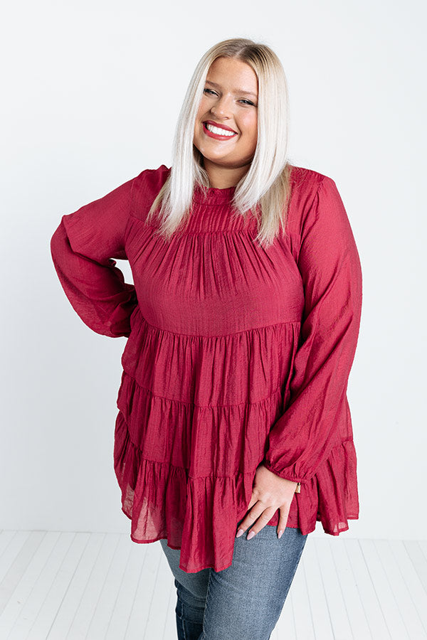 Lovely Rose Shift Top In Wine Curves Image - 2
