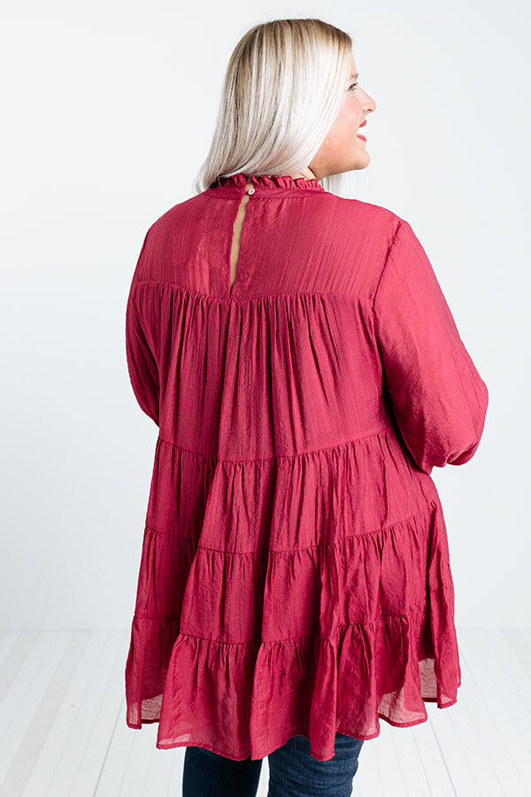 Lovely Rose Shift Top In Wine Curves Image - 3