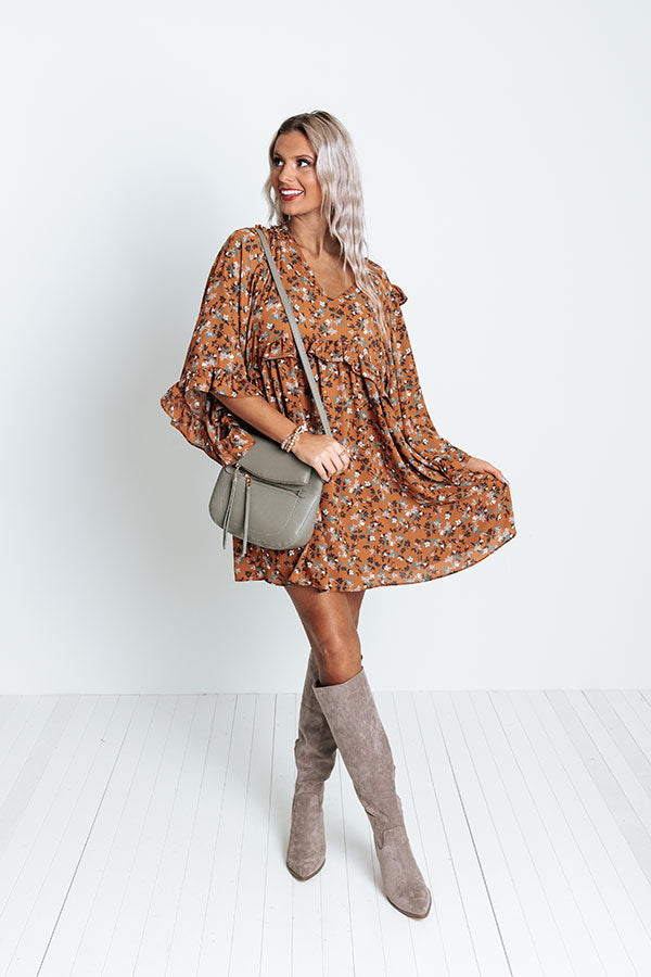 Downtown Dallas Floral Dress in Dark Camel Image - 5