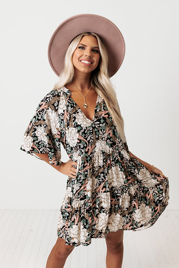 Boho In Soho Floral Shift Dress in Black • Impressions Online Boutique
