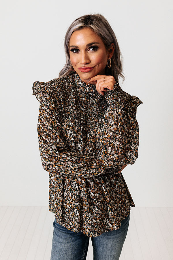 Vivid Views Floral Shift Top In Black Image - 4