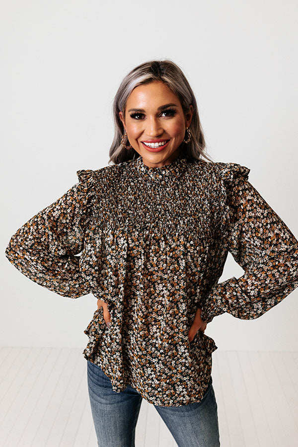 Vivid Views Floral Shift Top In Black Image - 5