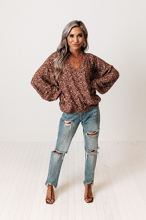 The Winette Floral Top in Rust