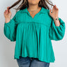 The Bayle Babydoll Shift Top in Emerald Curves Image - 1