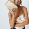 Shine On Sequin Clutch In Gold Image - 1
