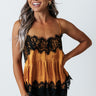 The Sansa Lace Trim Tank In Golden Honey Image - 1