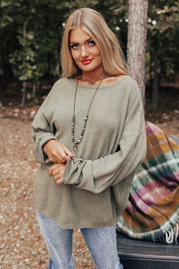 Simply At Ease Shift Sweater In Sage