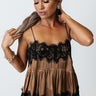 The Sansa Lace Trim Tank In Mocha Image - 1