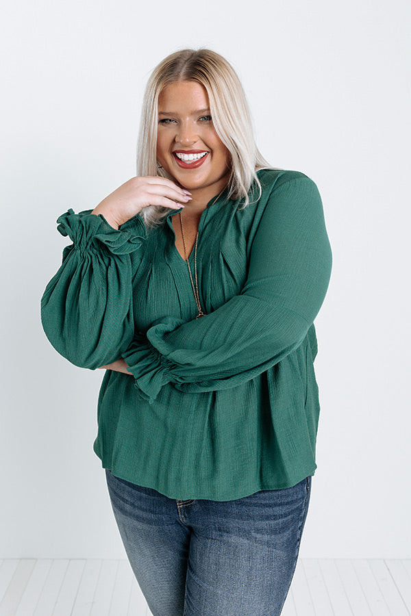Santa Cruz Chic Shift Top In Hunter Green Curves Image - 1
