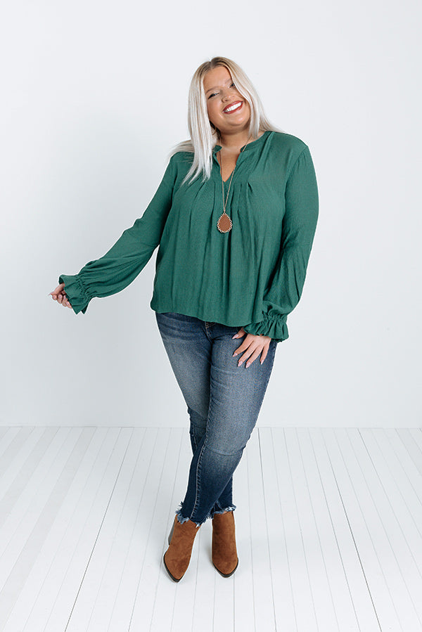 Santa Cruz Chic Shift Top In Hunter Green Curves Image - 2
