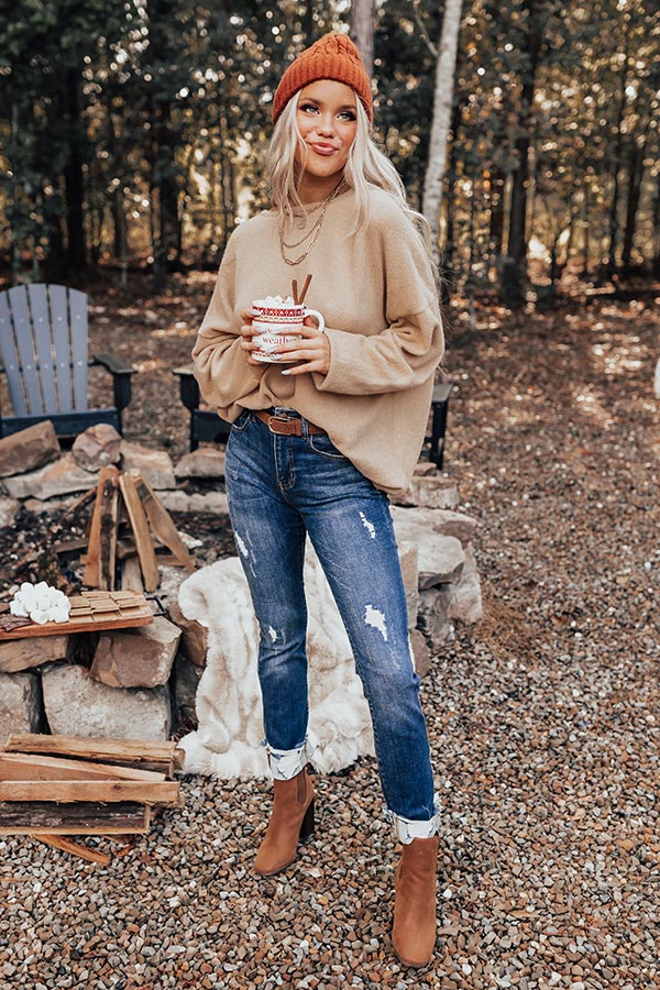 Simply At Ease Shift Sweater In Beige Image - 1