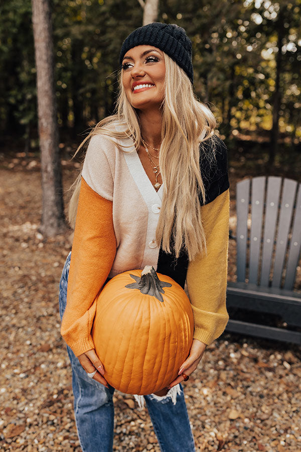 Cozy Code Color block Cardigan In Black Image - 1