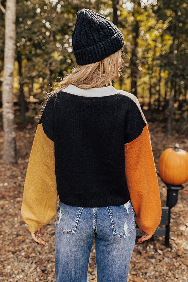 Cozy Code Color block Cardigan In Black Image - 1