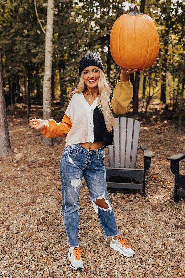 Cozy Code Color block Cardigan In Black Image - 1