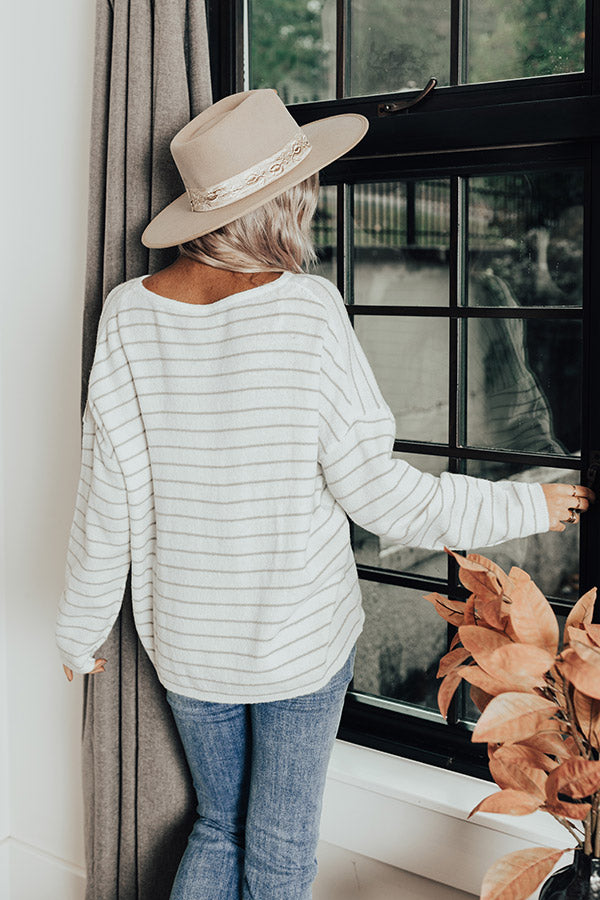 Simply At Ease Striped Sweater In White Image - 5