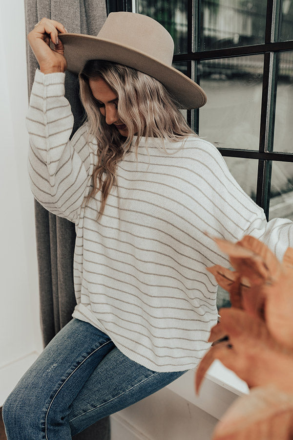 Simply At Ease Striped Sweater In White Image - 3
