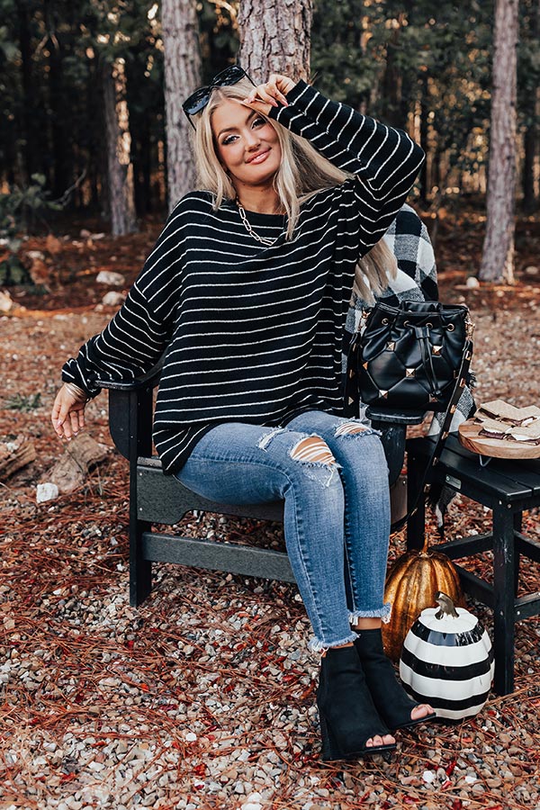 Simply At Ease Striped Sweater In Black Image - 1