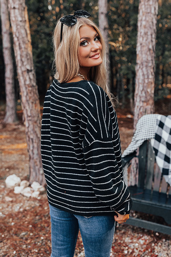Simply At Ease Striped Sweater In Black Image - 3