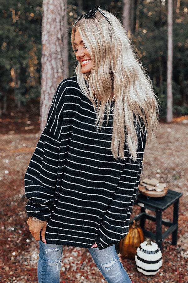 Simply At Ease Striped Sweater In Black Image - 4